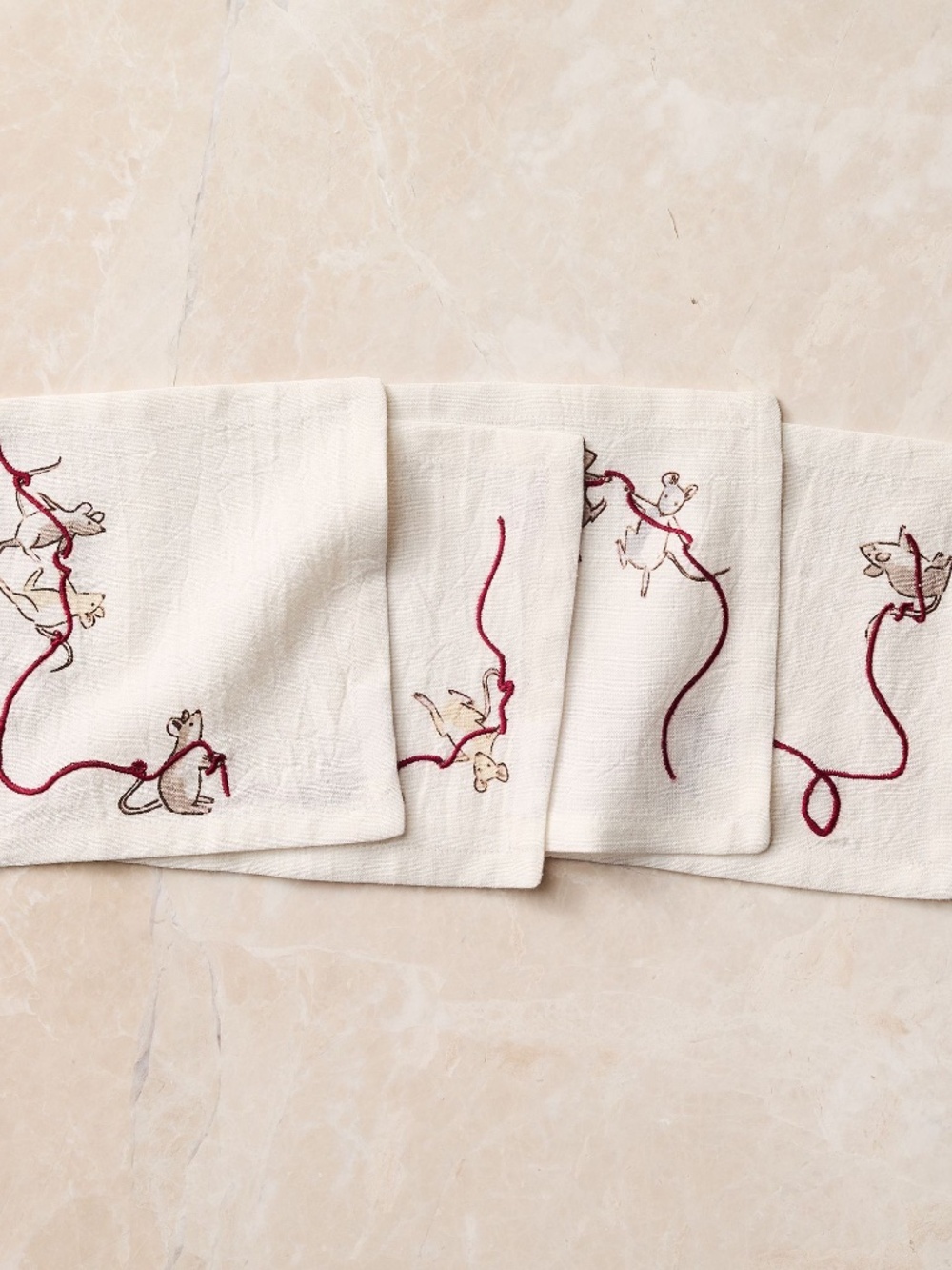 Naughty or Mice Cocktail Napkin Set of Four